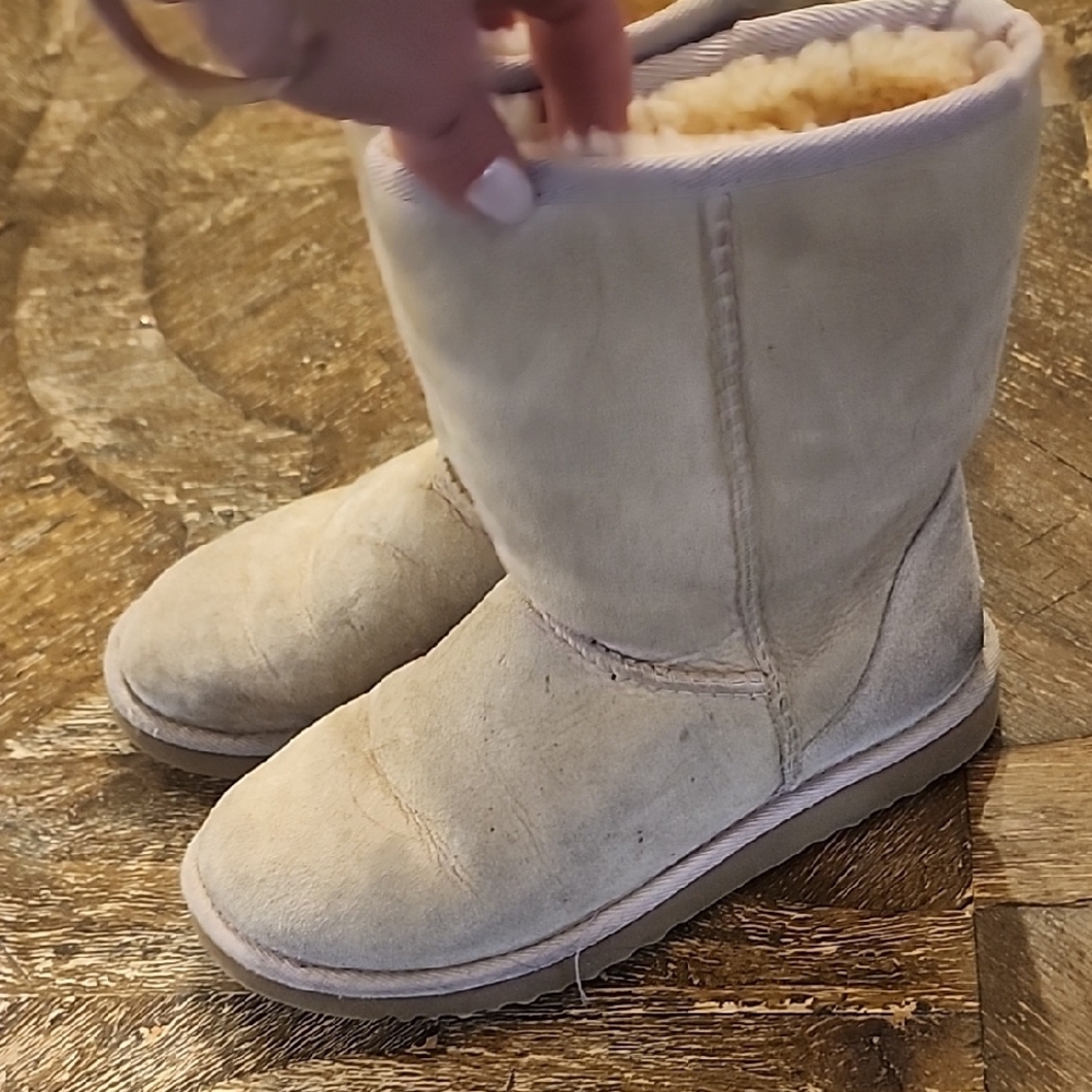 UGG Cream Winter Rain Boots with Suede Finish